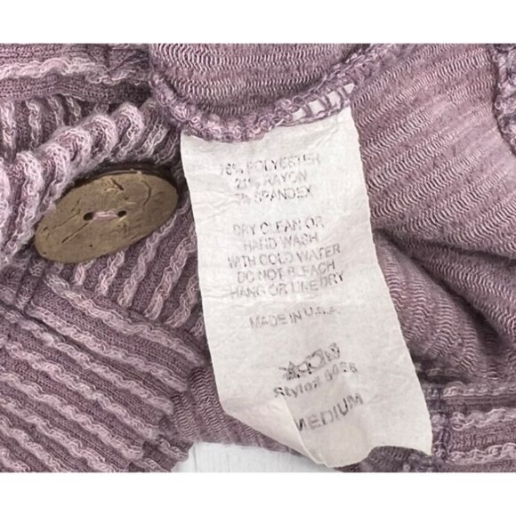 Ribbed Purple Knit Button-Up Cropped Vest Top Women's Medium By Entro - Picture 2 of 5